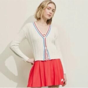 Prince Pickleball Women’s Cream Cable-Knit Button Cardigan Women's Size Medium